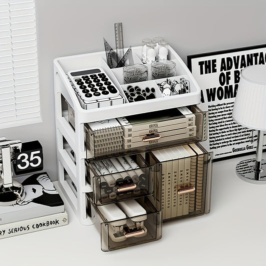 Cosmetic Storage Box, Large Capacity with Drawer Dustproof Skincare Display Rack, No Assembly Desktop Organizer, Suitable for Perfume, Cream, Face Mask, Home Storage Essential, Cream Storage, Mask Organizer, Spacesaving Rack, Sleek Storage, Plastic