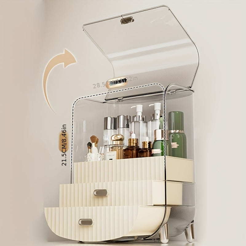 Drawer Type Cosmetics Storage Box, Light Luxury Dustproof Display Box, Large Capacity Dressing Table Powder Mask Cosmetics Shelf