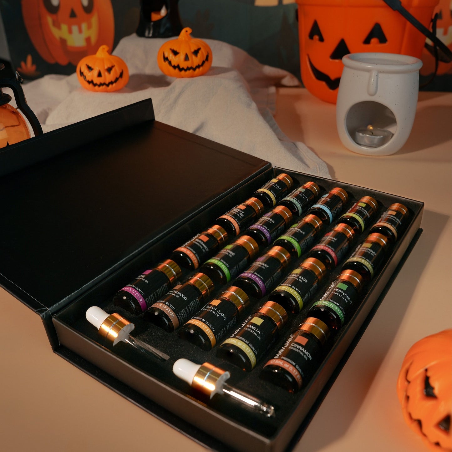 MAYJAM 20*5ml Alcohol-Free Essential Oil Set Gift Box Suitable for Humidifiers, Diffusers, Craft Making, Holiday Gifts, Travel Carry-On Includes Lavender, Jasmine, Eucalyptus, Vanilla, Frankincense, Peppermint, Sandalwood, Sweet Orange, Ylang-Ylang, Rose