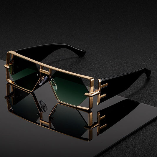 1 Pair Oversized Square Glasses - Cyberpunk Style with Black Frames, Modern Formal & Casual Eyewear - Lightweight & Durable for Men & Women - Statement-Making Everyday Glasses, Statement Accessory, Geometric Design, Stylish Construction, Trendy Frames, F