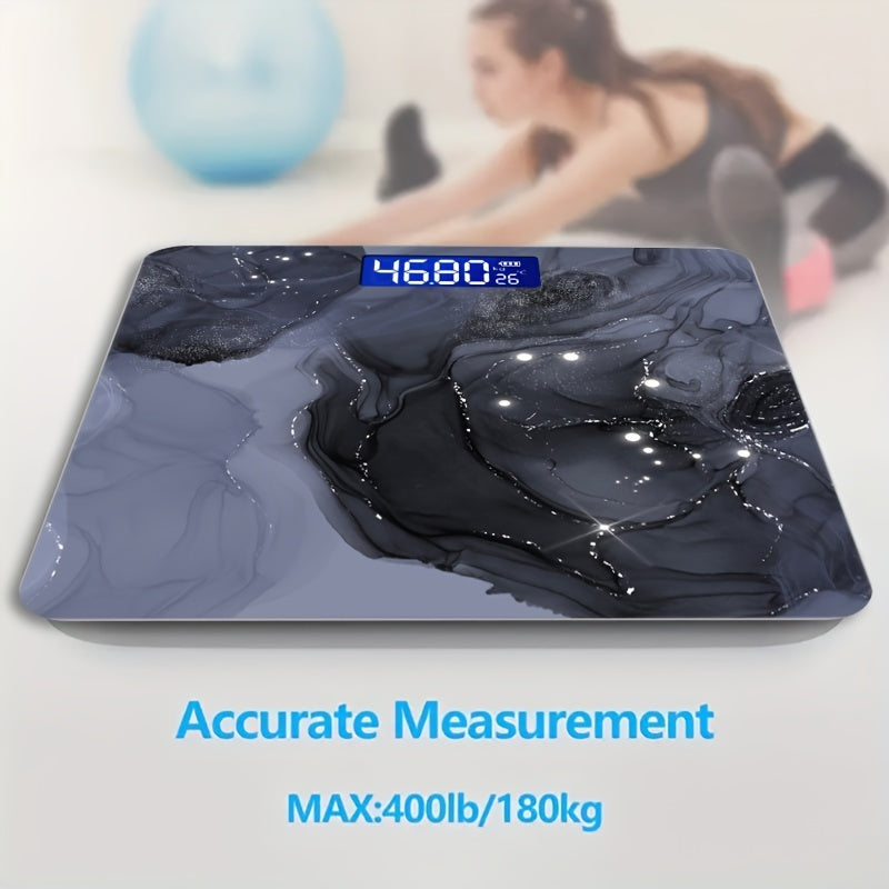 Smart Digital Bathroom Scale with Temperature Display - High Precision, LCD Screen, Decorative Design, Supports Up to 179.62 KG