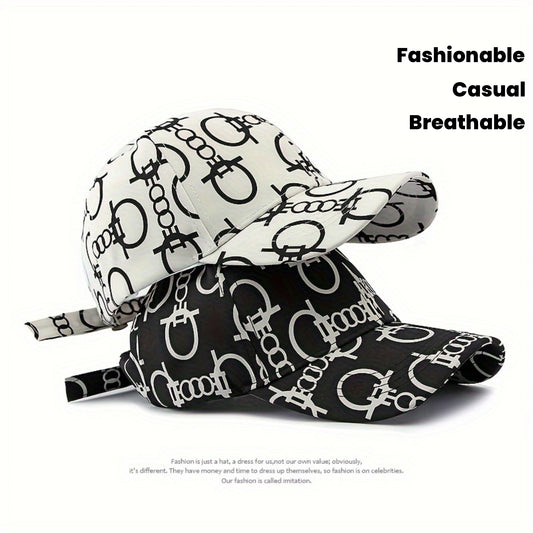 Men'S & Women'S Breathable Baseball Cap - Adjustable, Stylish Black with White Skull & Crossbones Print, Perfect for Spring & Summer, Casual Headwear | Skull Print Cap | Breathable Fabric
