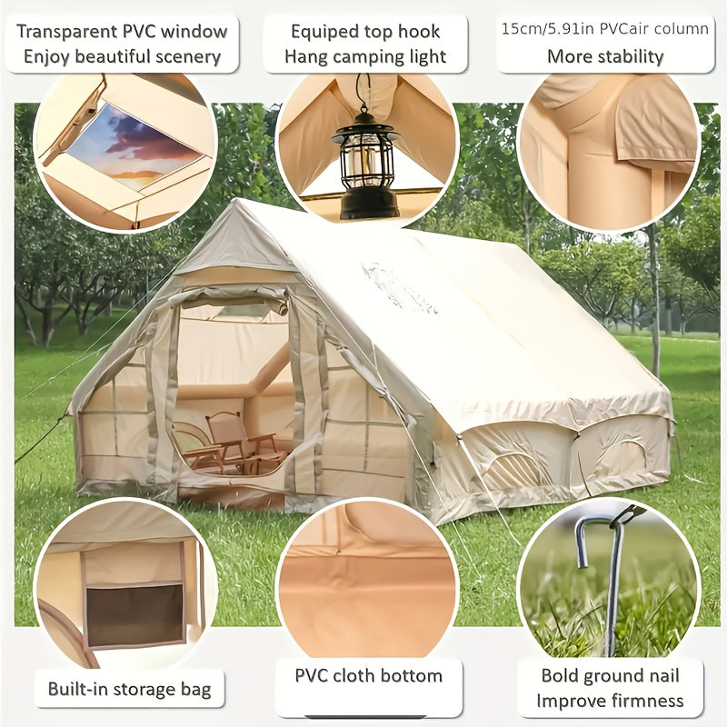 Anbelstyle Inflatable Luxury Tent 6.3 sqm - Double U-Door, Portable Design for 6-8 People, Durable 420D Oxford Cloth, Ideal for Camping & Outdoor Adventures, All-Season Use, Hand Pump Included, Camping Accessories