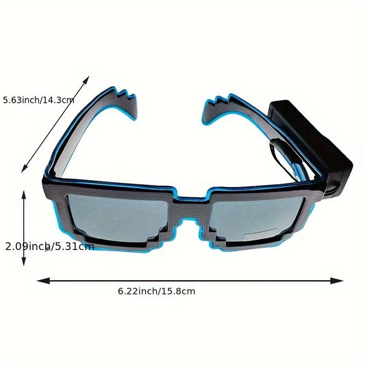 LED Glow-in-the-Dark Glasses - Neon Blue, Stylish Party Glasses for Men & Women, Club Atmosphere, Festive Accessory|Festive Eyewear|Glowing Effect