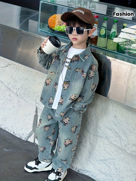 Boys and Girls Denim Jacket Spring/Autumn 2025 New Style Trendy Tops for Kids Fashionable Western Outfit, Perfect for Outdoor