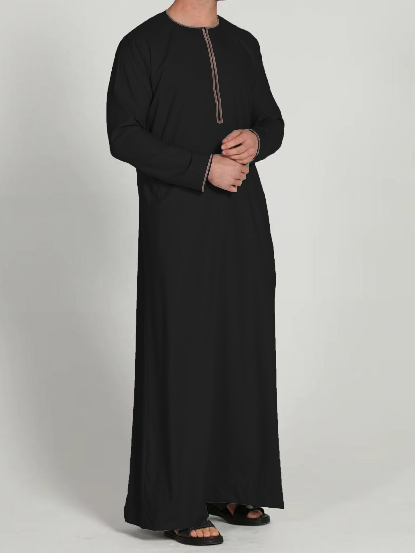 Eid Al-Adha Men's Ethnic Long Sleeve kandura, Arabic Long Gown Thobe For Men