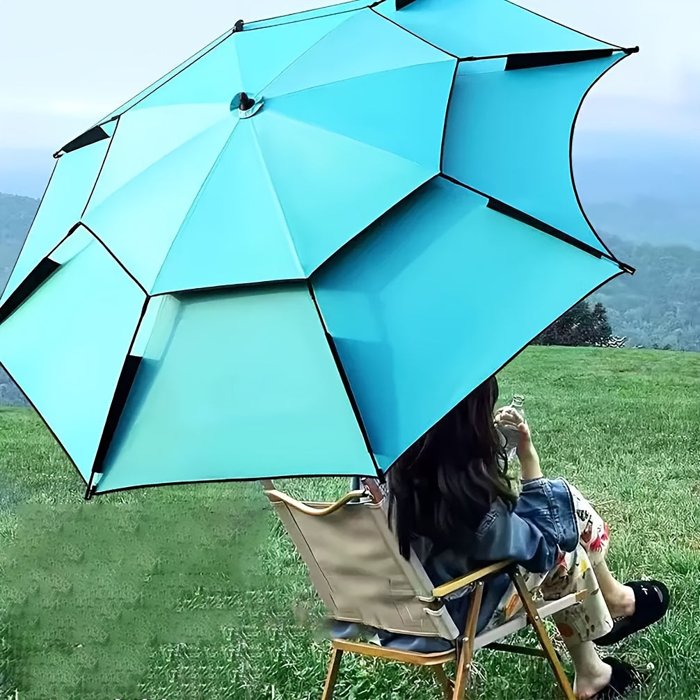 Extra Large 2m-2.4m Outdoor Umbrella with Turquoise Canopy & Frame - 360° Adjustable Sun Shade, Heavy-Duty Rectangular Beach Umbrella for Pool, Patio, Balcony, Lake - Easy-Clean Fabric, Sturdy Base Compatible (Grey/Black Frame, Multi-Color Options Availa