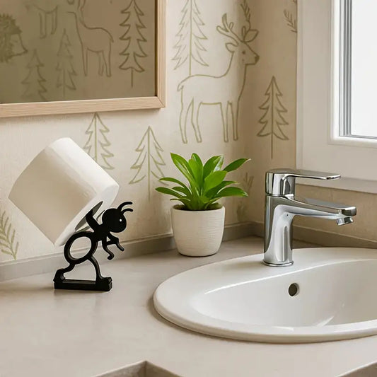 2pcs Ant-Shaped Tissue Holder | Cute Modern Animal Design, Minimalist & Practical Style | Durable Material, No-Drill Installation, Tool-Free Setup | Space-Saving Organizer for Bathroom/Kitchen Rolls, Countertop/Cabinet Use | Rustproof & Scratch-Resi