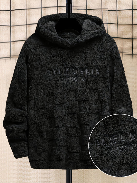 Men'S Long Sleeve Hooded Sweatshirt with California Keynote Embroidery - Cozy Fleece Pullover, Casual & Sporty Design, Perfect for Fall/Winter Outdoor Activities, Everyday Comfort Apparel | Sporty Hoodie | Durable Casualwear