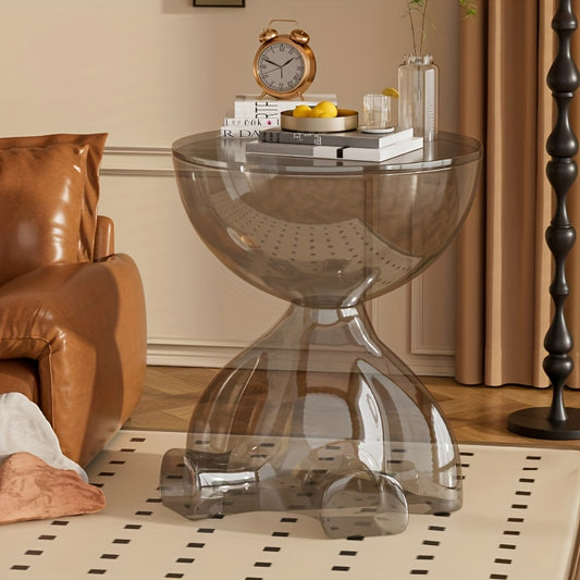 1pc Freestanding Small Creative Living Room Side Table, Transparent Acrylic Sofa End Table in Modern Minimalist European Style, Compact Bedside Cabinet with Multiple Functions for Coffee and Tea, Durable Plastic Material Suitable for the living room