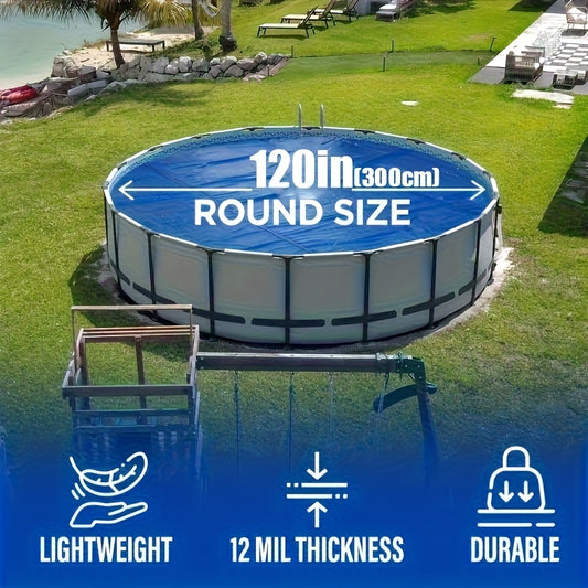 1pc Round/Square Solar Thermal Blanket, Suitable for 3.05/3.66/4.57meter Heavy-Duty Floating Spa and Trimmable Hot Tub Bubble Cover, Ideal for & In-Ground Pool Heating, Blue, Hot Tub Accessories, Pool Temperature Maintenance, Textured Surface Cover, Refl