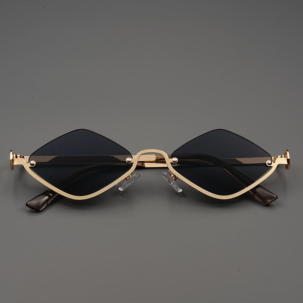 1pc Small Frame Rhombus Fashion Glasses, European and American Trendy Semi-Rimless Eyeswear for Men & Women, Vintage Round Eyewear, Stylish Frames, Unisex Glasses, European Style, American Fashion, Lightweight Frames, Durable Construction, Designer Glass