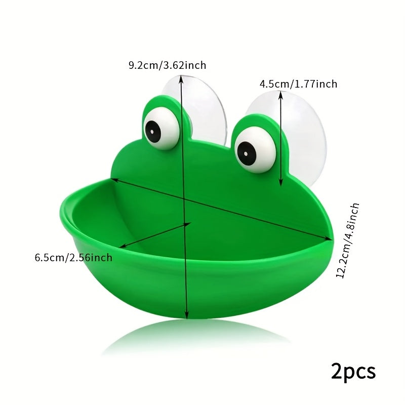 Cute Cartoon Frog Soap Dish, Wall-Mounted Suction Cup Design, No-Drill Installation, Creative Personality Style, Plastic Material, Decorative Bathroom Accessory, Frog Bathroom Decor