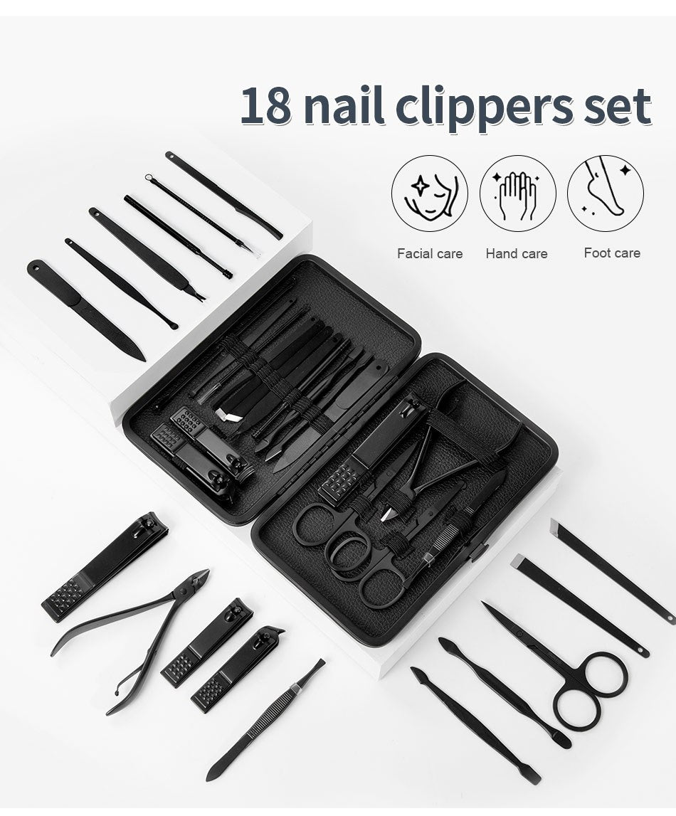 Professional Pedicure Nail Scissors Set - 7/10/12/16/18 Pcs Nail Care Tools, Nail Cutter Nail Clipper Nail Files With Portable Case For Men And Women
