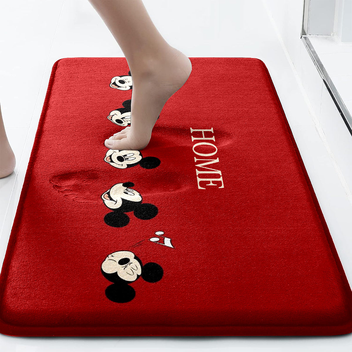 Mickey Mouse 3pcs Bathroom Mat Set, Lightweight Knit Fabric Bath Rug, Machine Washable, Polyester 100.00%, Oblong Shape, 600gsm, 1.2cm Thickness, Toilet Lid Cover, U-Shaped Contour Mat, Home Decor, Bathroom Decor, Christmas Decor, Birthday Gift, Annivers