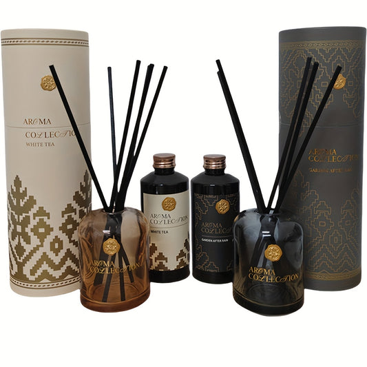 Premium Gift Set with 200ml/6.76oz Refill & Container, Includes Diffuser Sticks – Home Fragrance Oil Kit for Bathroom Deodorizing, Bedroom Scenting and Room Decoration in Living Rooms, Shelves or Offices to Enhance Indoor Freshness