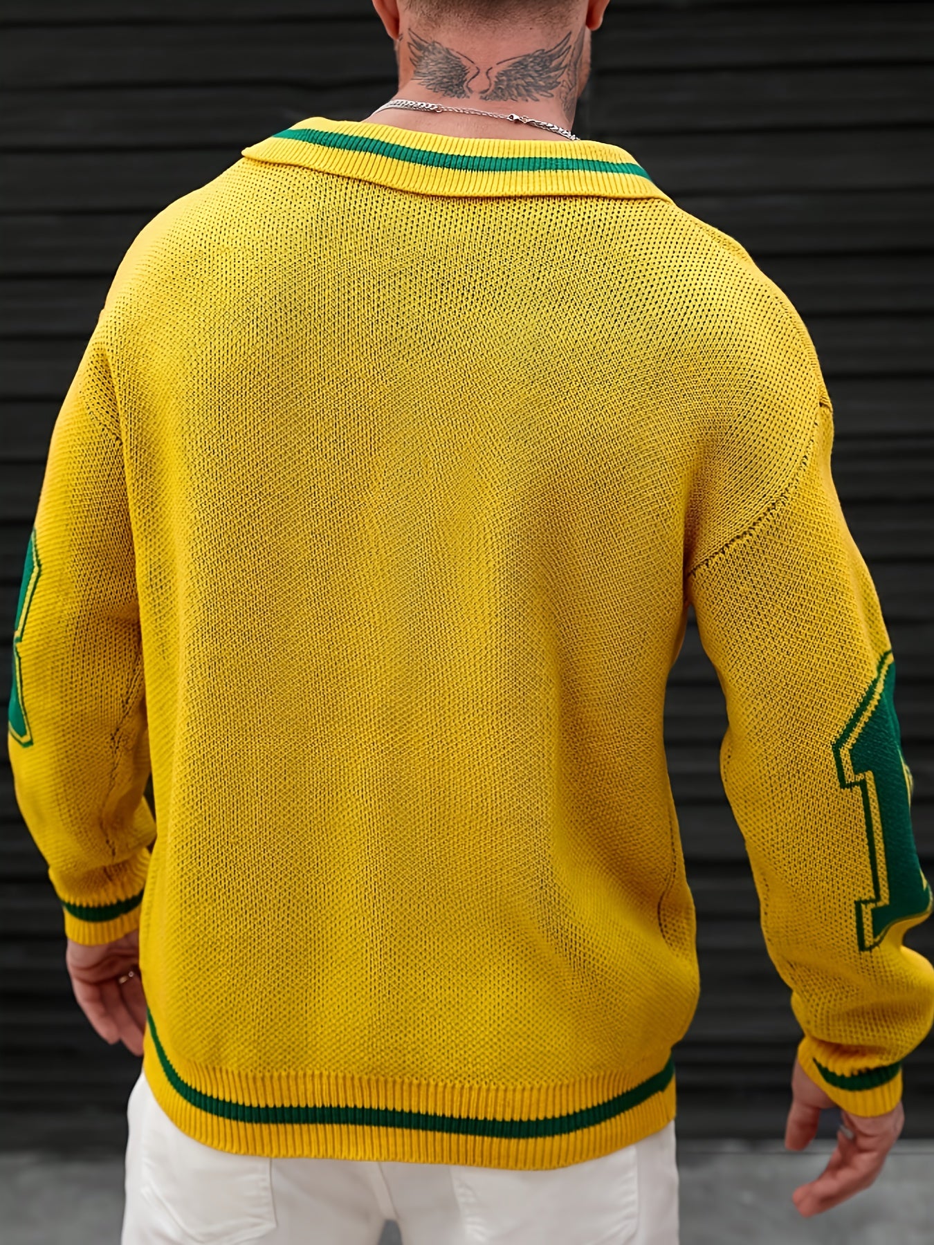Men'S Basketball Jersey Sweater - Yellow & Green Number 18 Shirt, Stretch Knit Pullover for Basketball Games, Gym, Casual Outfits - All-Season Sports Apparel for Men