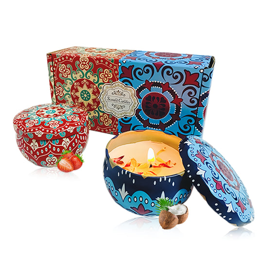 2-Pack Scented Candles Gift Set, Candles for Home Fragrance, Portable Small Jar Candle Set for Travel, Spa, Bath, Yoga, Home Decor