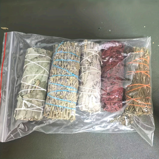 The Perfect Incense Set Includes White Rat Tail Grass, Dragon Blood Grass, Rosemary, Lavender, Eucalyptus Leaves, Used for Home Cleaning, Yoga And Other Application Rituals, Holiday Gifts