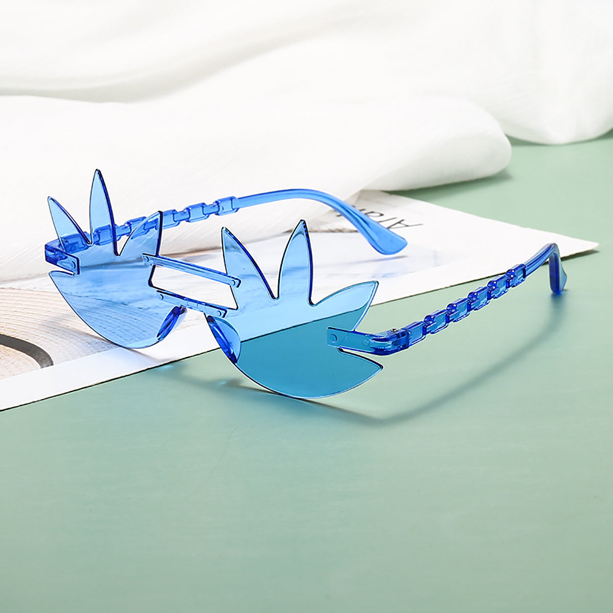Stylish Blue Marquise Fashion Glasses - Trendy Thin Sheet Design, High Aesthetic Value Decorative Eyewear for Parties & Gifts, Trendy Party Accessory|Quirky Fashion Glasses|Polycarbonate Frame