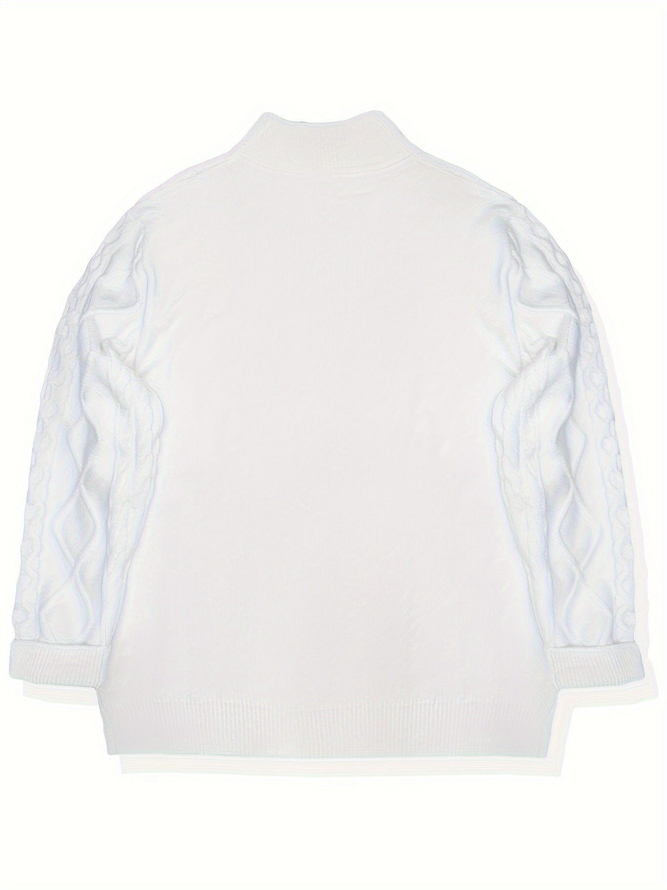 Men's Sweater, Half-High Collar Zip-Up Cable Knit Pullover with Adjustable Neckline, Classic Cable Weave Design, Minimalist and Versatile for Casual Wear, Mature and Stylish Look, Perfect for Autumn and Winter Seasons, Combines Warmth and Fashion