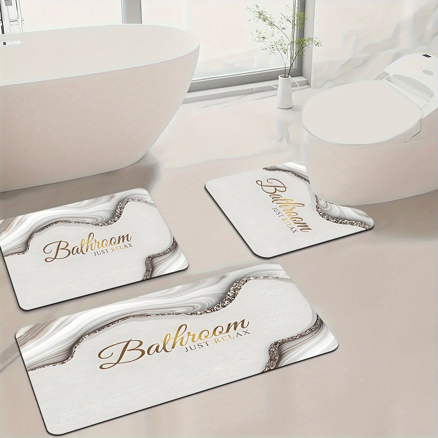 Luxurious bathroom non-slip mat, made of silica mud, quick-drying, anti-slip, water-absorbing, washable by hand only, highly suitable for the bathroom.