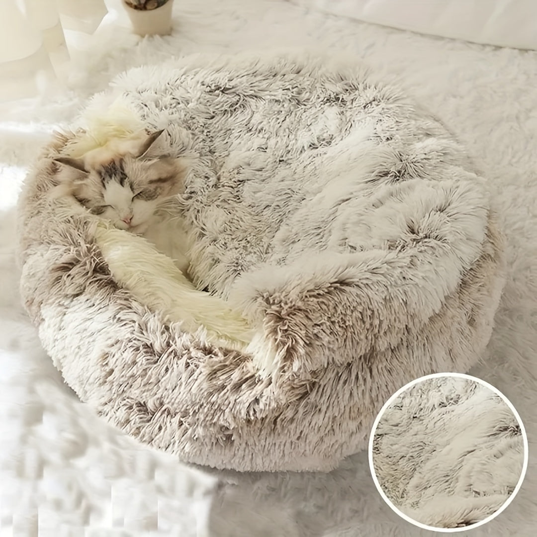 Warm Winter Lodge-Style: Plush 2-in-1 Cat Nest & Bed for Cozy Comfort