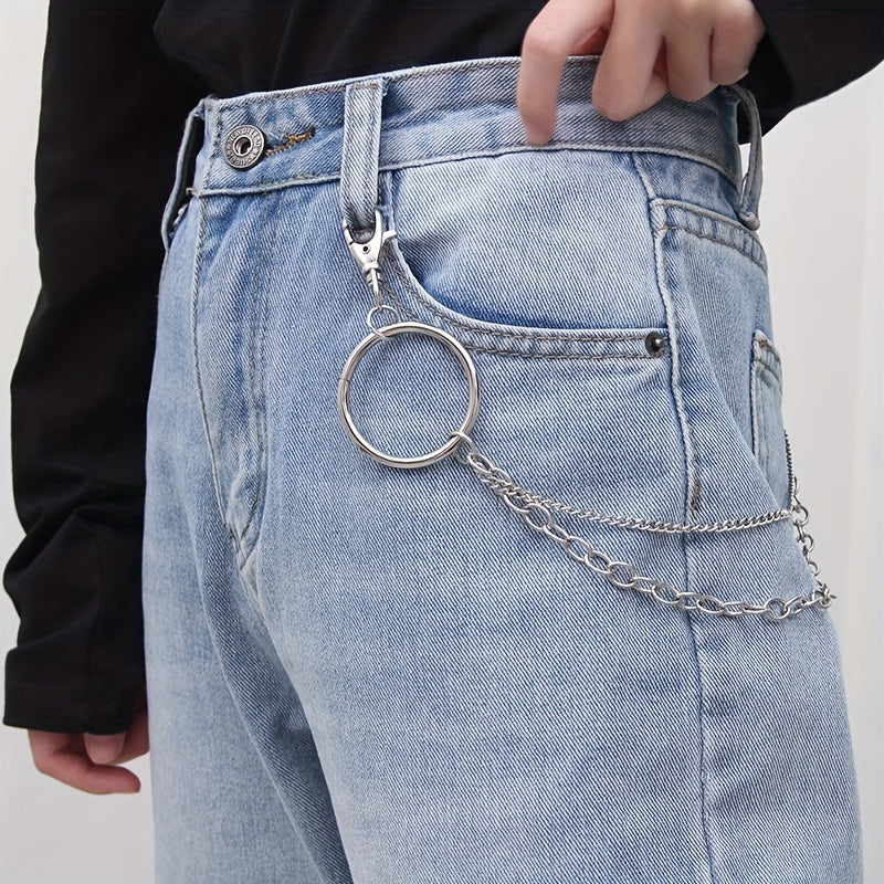 Hip Hop Chain Tassel Belts Punk Studded Pin Buckle PU Belt Y2K Unisex Black Casual PU Jeans Pants Belt For Women Men