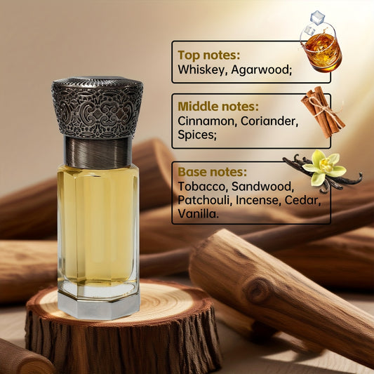 Arabian Men's Perfume Oil, Dubai Luxury Men's Fragrance, Sandalwood & Musk Scented Pure Perfume Oil, Rose & Musk Notes, 12-Hour Long-Lasting, Travel-Friendly 6ml, Perfect for Dates, Daily Use, and Ideal Holiday Gift, Men's Fragrance Oil, Date Night