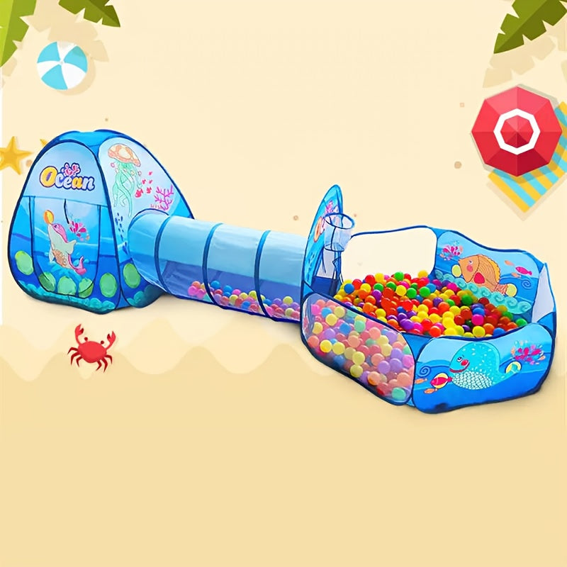 Blue Ocean 3pcs Set of Ball Pool, Suitable for Indoor And Outdoor Game Tent, Themed Game House, Suitable for Boys And Girls, with Storage Bag, Best Birthday Holiday Gift