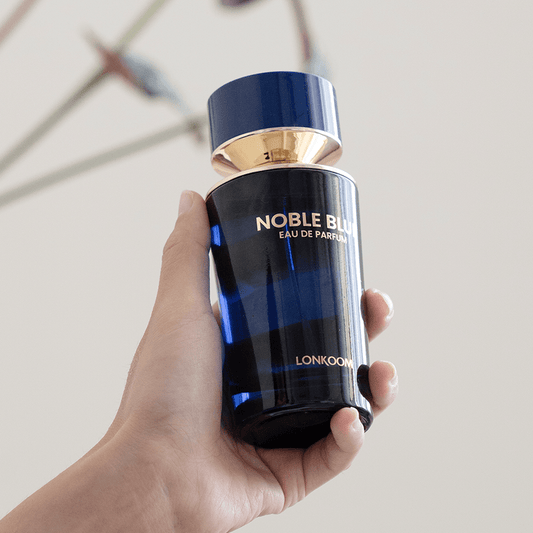 LONKOOM NOBLE BLUE Men's Eau de Parfum - Long-Lasting 4-6 Hour Fragrance, Luxurious Navy Blue & Golden Bottle, Oriental Woody Scent with Citrus, Spices, Herbal Notes - Formaldehyde-Free, Ideal Gift for Him (100ml/3.4fl.oz), Date Night Cologne, Opulent Pe