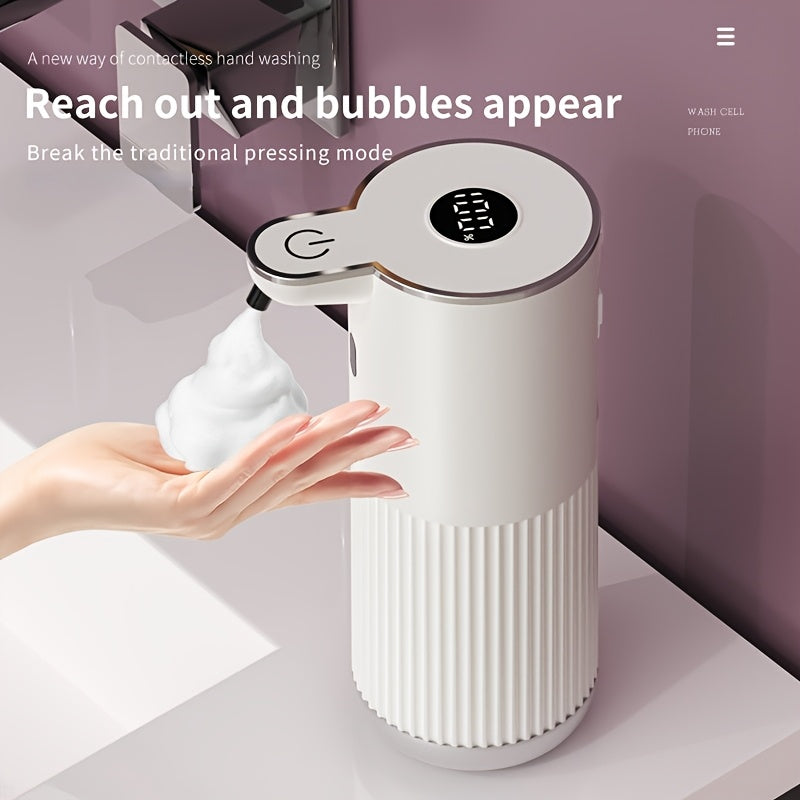 Automatic Sensor Soap Dispenser, Convenient Liquid Bottle with 6 Settings for Adjustable Output, 380ml Large Capacity, USB Rechargeable, Digital Display Screen to Check Remaining Power at a Glance. Simple and Stylish Design Suitable for Kitchens, Bathroo