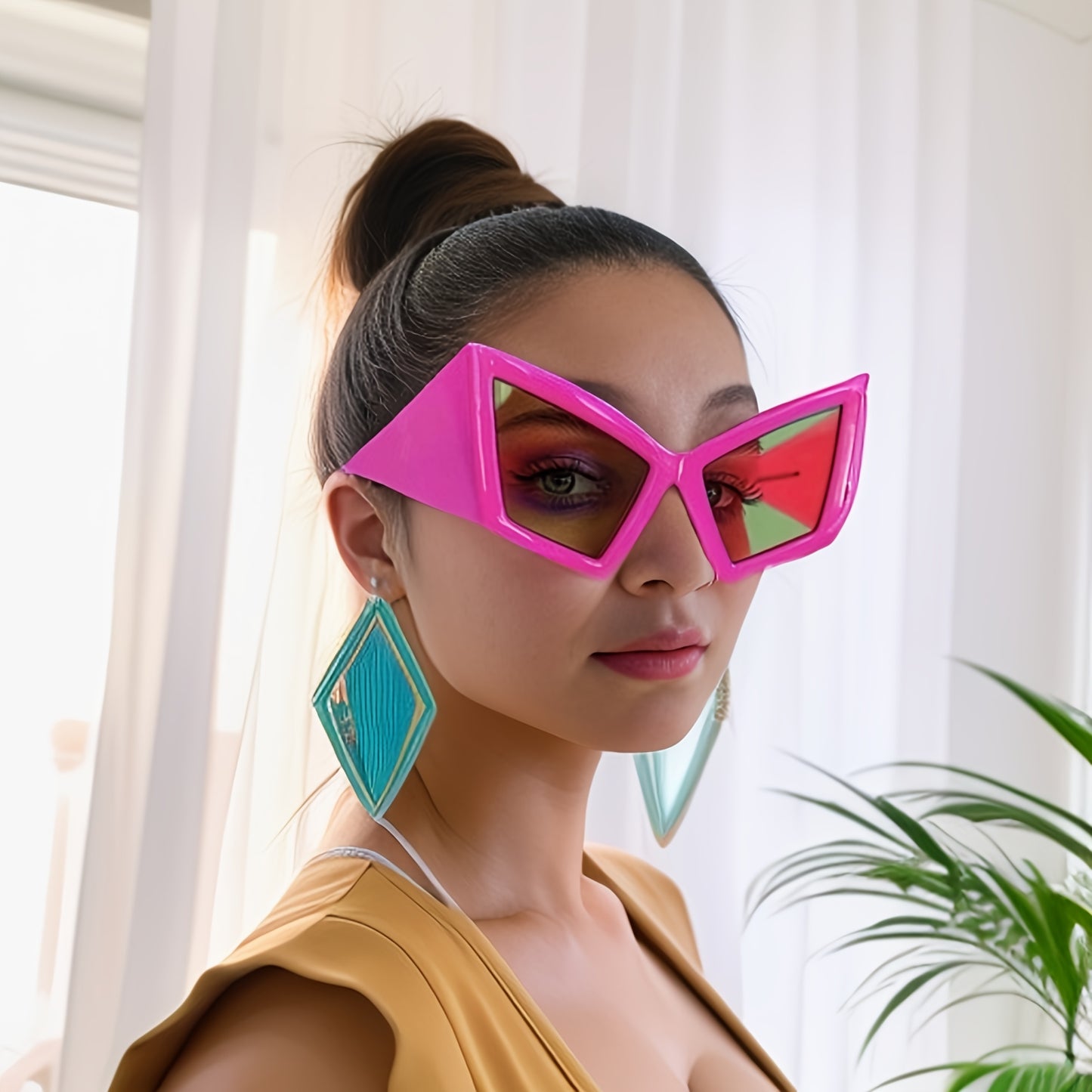 1pc New Retro Large Frame Cat Eye Fashion Glasses Women Men Unisex Glasses