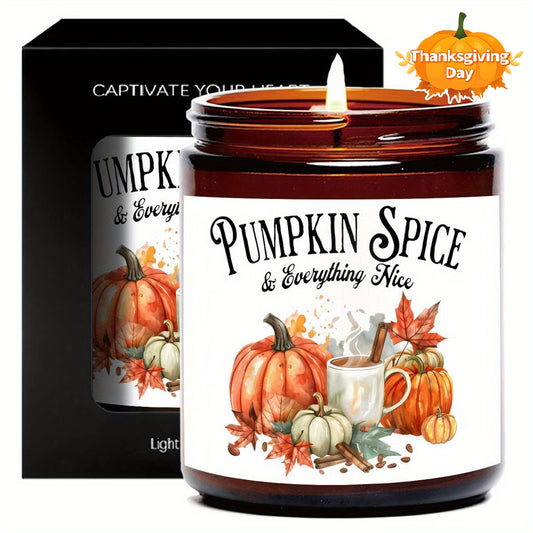 Hello Autumn Scented Candle Fall Themed Orange Terracotta Burnt Rustic Farmhouse September October Harvest Thanksgiving Day Decoration Gift Idea for Home Women Woman Hostess Men Friends Her Mom Wife Grandma Cute Item Essential Aesthetic Present