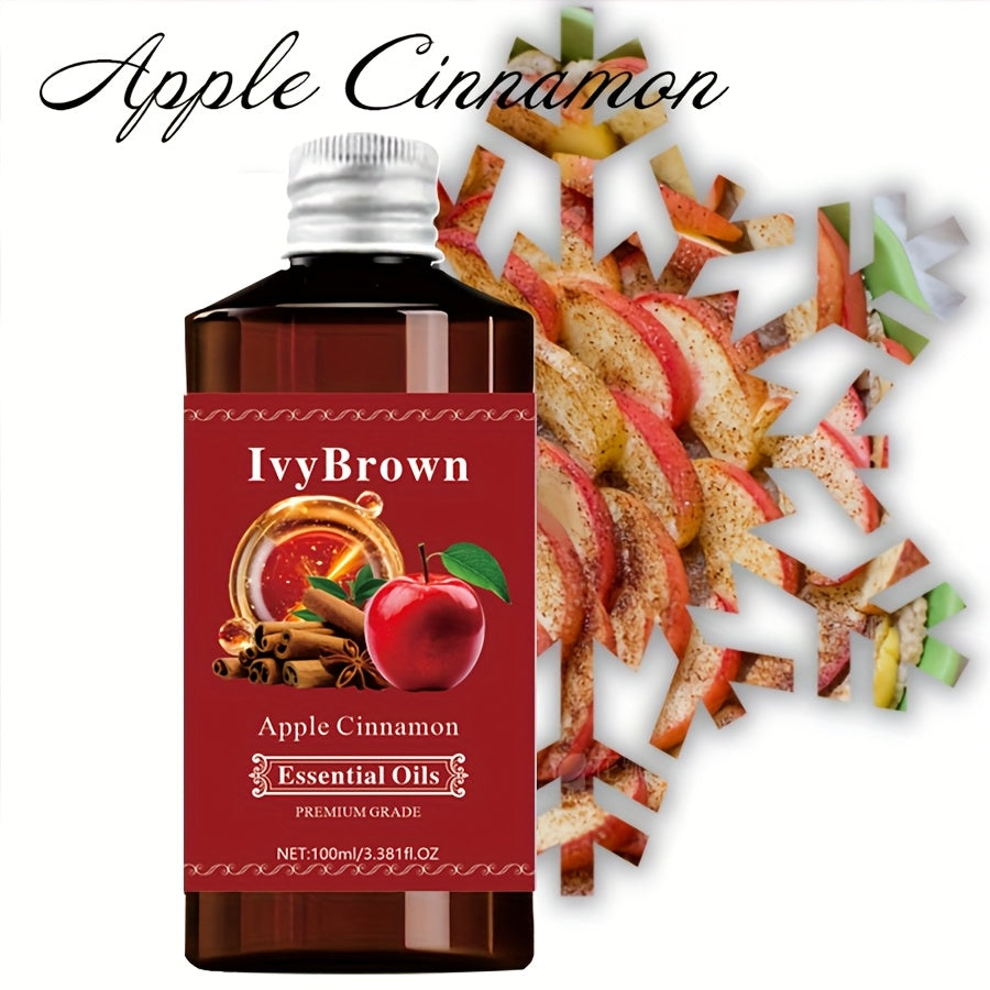 100ml IvyBrown Apple Cinnamon Essential Oil - Low-Allergy, Non-Greasy Fast-Acting Moisturizing with Long-Lasting Aroma, Rich in Apple Extract & Vitamin E, Natural Light Beige & Hair Care, Diffuser, Massage, DIY, Yoga, Meditation, Christmas Gift for Women