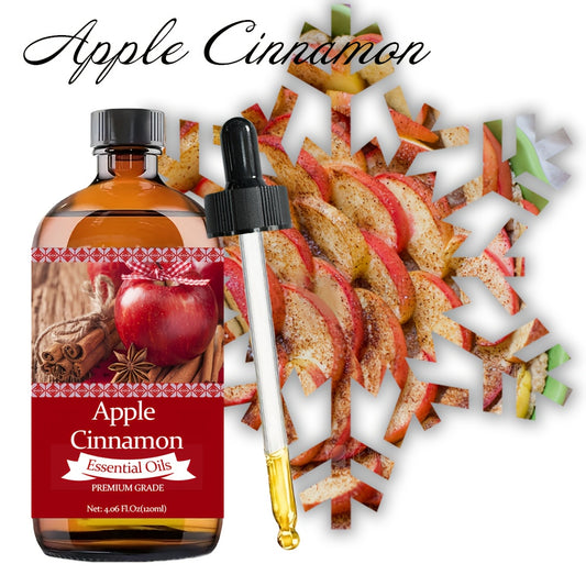 Apple & Cinnamon Essential Oil - Christmas Gift - 120ml/4.06fl.oz - Perfume Oil - 100% Pure Care Grade for Nail, Hair & Beige Care, Massage, Diffusers Humidifier, Moisturizing Massage Essential Oil for Men & Women, Meditation, Fragrance Oil