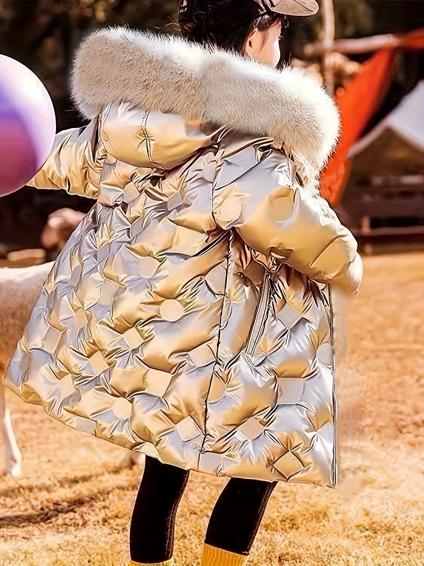 Girls' Winter Coat - Elegant Hooded Parka with Ribbed Cuffs, Thickened Fleece-Lined Mid-Length Jacket for Cold Weather, Warm & Stylish Outerwear for Students and Youngsters, Winter Coat for Girls, Student Winter Wear, Hooded Parka, Durable Winter Wear, G