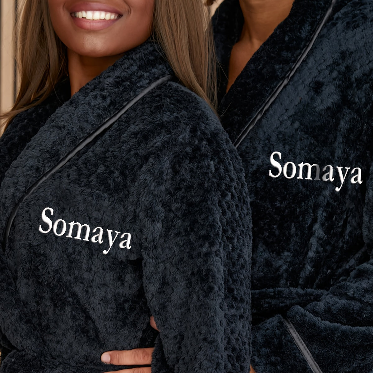 Customized Couple'S Pajamas - Thick & Long Winter Bathrobes withadded Padding, Oversized Comfortable Home Wear, Personalized Text Option, Perfect for Outings & Travel, Ideal Christmas Gift, Cozy Home Attire|Personalized Text Option|Soft Texture