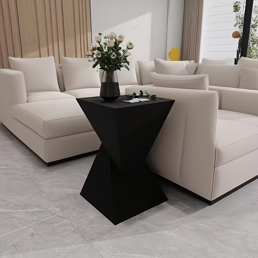 Modern Minimalist European Style Metal Coffee Table - Contemporary Geometric Design, Black & Beige, No Assembly Required, Perfect for Living Room or Bedroom, Coffee Table for Living Room, Bedroom Nightstand, Elegant Furniture, Sleek Finish