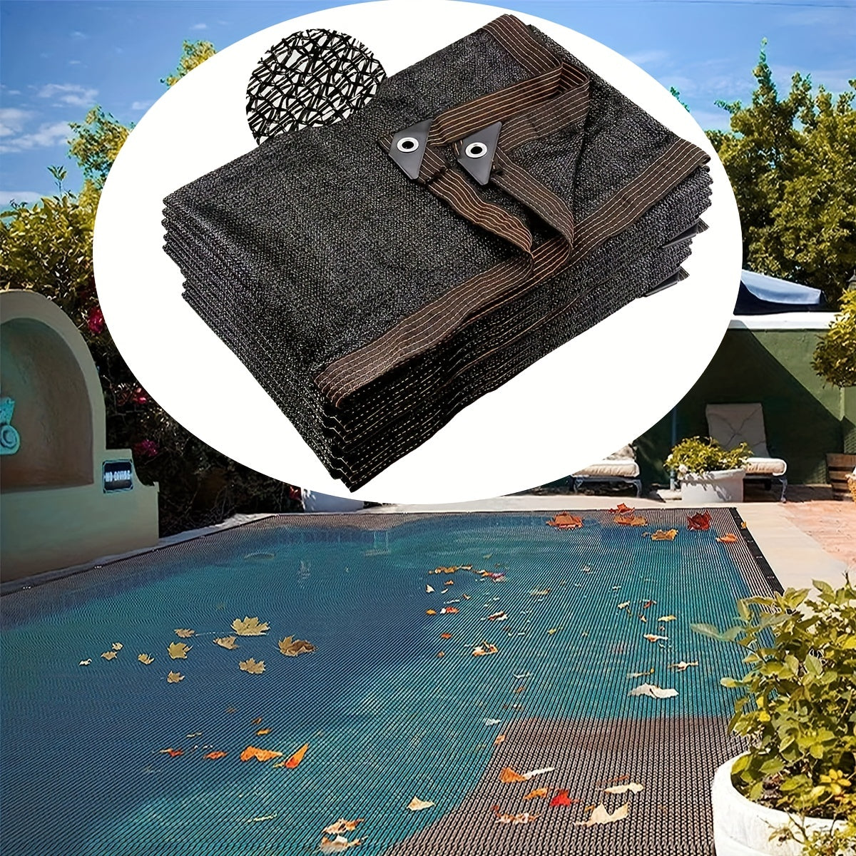 1pc Leaf Net Pool Cover, Protective Net Cover, Used For All-weather Outdoor Cover Of Underground And Above Ground Swimming Pools, With A Shading Rate Of Over 70