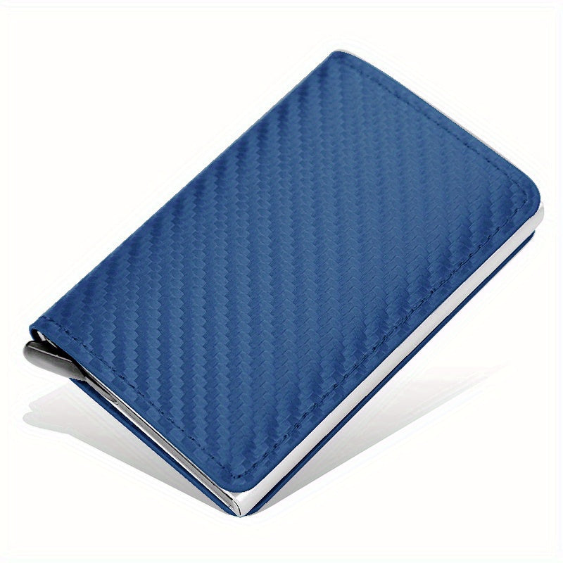 RFID Blocking Slim Metal Wallet - Card Cases with Carbon Fiber, Pop-Up, Minimalist Design, Small Black Purse for Men - Durable, Thin, and Stylish Credit Card Holder