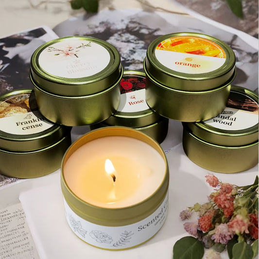 2 Boxes of Natural Scented Candles - Lemongrass, Rose, Cherry Blossom, Frankincense, Orange & Sandalwood - Perfect Gift for Hotels, Couples, Anniversaries, Weddings, Birthdays - Home Decor Accessories, Candle Holder Decor, Best for Christmas, Perfect for