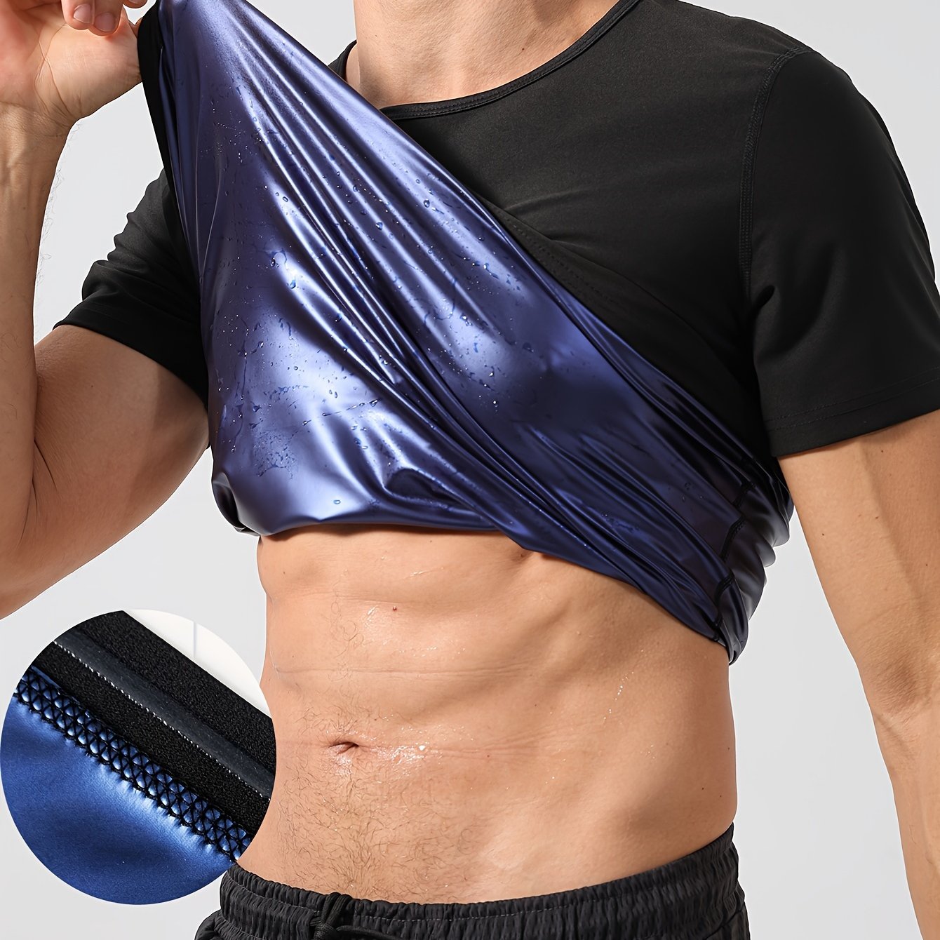 Sauna Shirt For Men, Short Sleeve Sauna Suit For Men Weight Loss, Sweat Body Shaper Sauna Vest For Men Gym Exercise Sauna Top