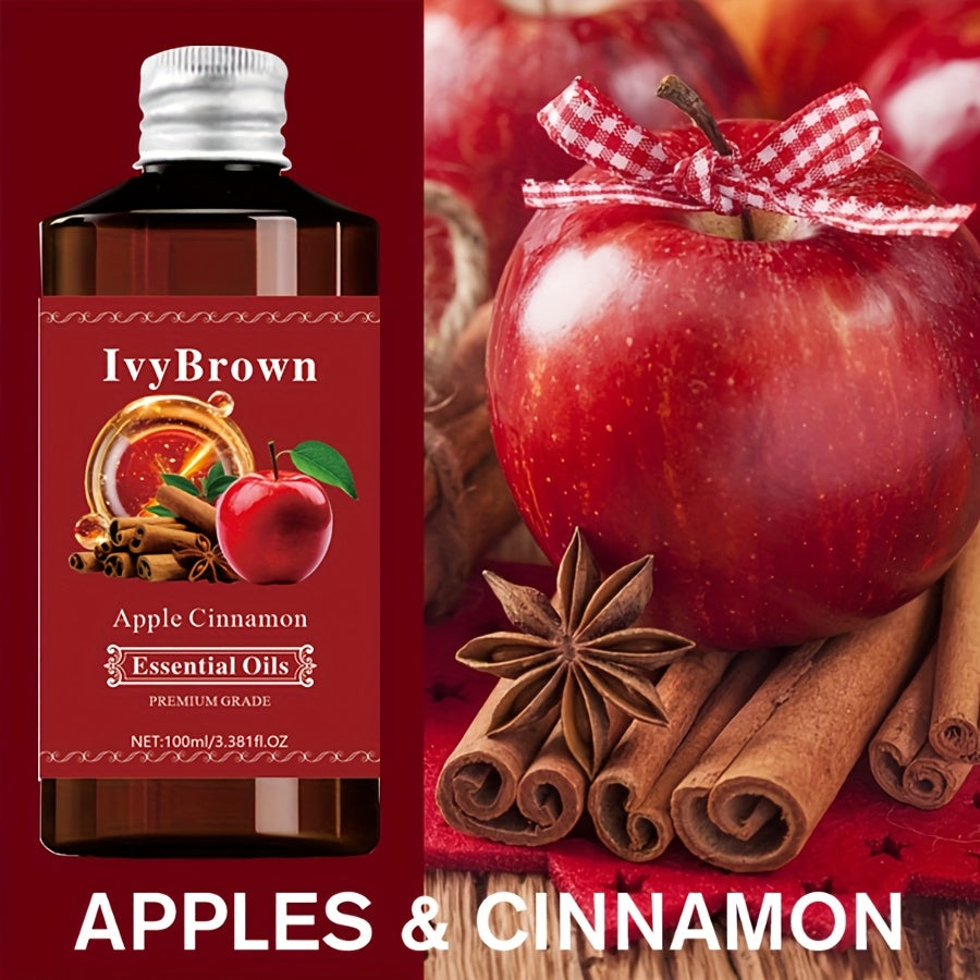 100ml IvyBrown Apple Cinnamon Essential Oil - Low-Allergy, Non-Greasy Fast-Acting Moisturizing with Long-Lasting Aroma, Rich in Apple Extract & Vitamin E, Natural Light Beige & Hair Care, Diffuser, Massage, DIY, Yoga, Meditation, Christmas Gift for Women