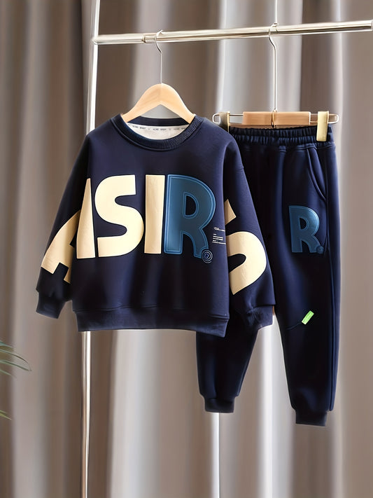 Boys' Fall Outfit Set 2025 New Autumn Winter Kids Casual Sweatshirt and Pants Two-Piece Trendy, Perfect for Outdoor