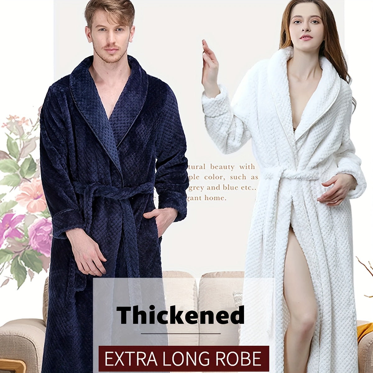 Customizable embroidered text couple pajamas, coral soft and warm home sleeping robe, Valentine's Day/Christmas/Halloween gift., Embroidered Gift Apparel, Home Loungewear, Customizable Pajamas, Warm Home Wear, Comfortable Sleeping Fabric, Durable Lou