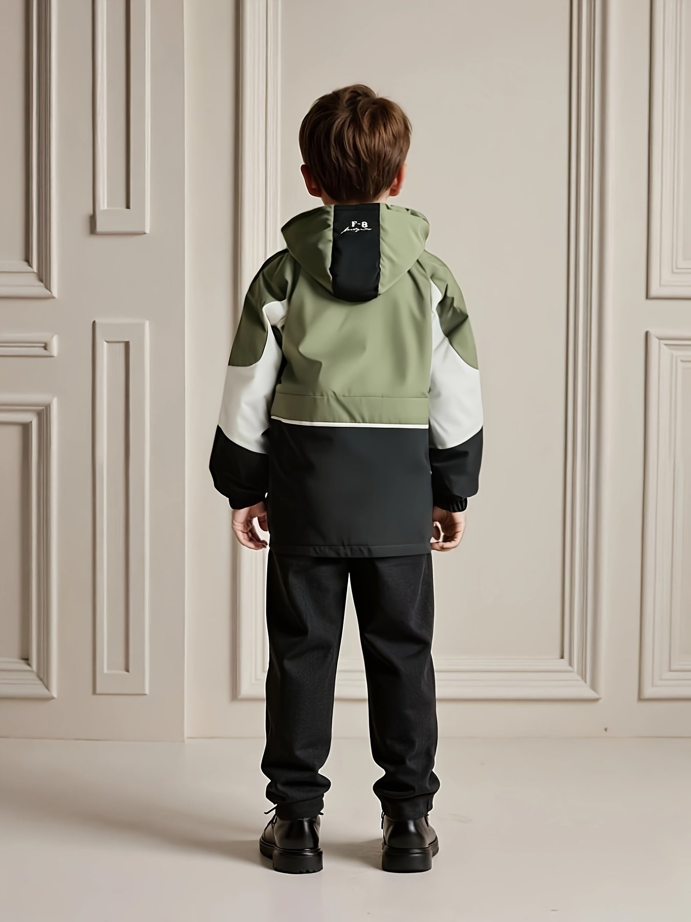 Boys' Heavyweight Jacket with Detachable Hood - 3-in-1 All-Season Winter Coat, Long Sleeve & Letter Print, Zipper Closure, Polyester Lining, Pockets for Hiking & Outdoor Activities, Hiking Gear, Casual Outerwear, Durable Coat, Thick