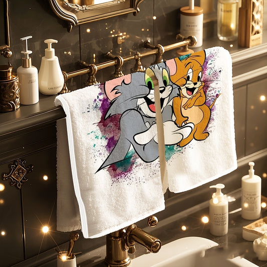 Authorized WB 2pcs Hand Towels Hair Towels Fingertip Towels, Tom and Jerry, 23, 62X15, 187.96cm, Suitable for Washing Face, Dishwashing, Handwashing at Home, Dining Room, Bathroom, Kitchen, Party Favor, Graduation Gift, Christmas, Father'S Day, Gathering