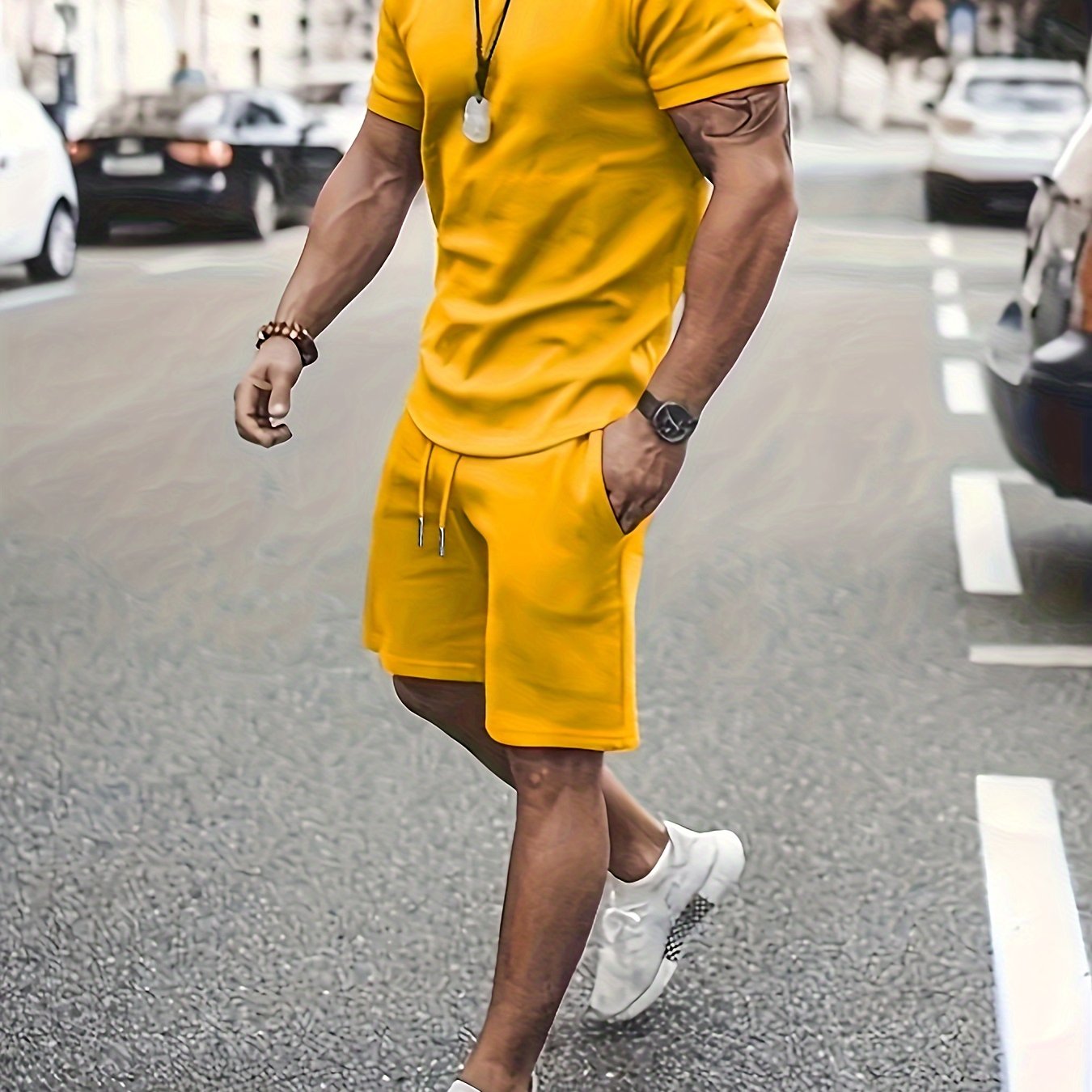 Men Summer Outfits 2 Piece Sets Fashion Short Sleeve Muscle Tee Shirts & Shorts Beach Set Sports Tracksuit For Men, Men's Pajamas Loungewear
