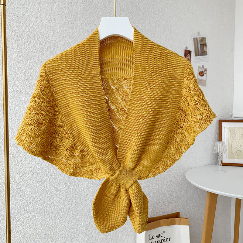 Women'S Stylish Openwork Yarn Shawl - Lightweight, Breathable Polyester, Perfect for Layering or Standalone Outfits, Machine Washable, Weekend Casual Wrap | Versatile Shawl | Stylish Knitwear, Shawls for Winter